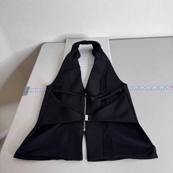 NWOT Zara Halter Top Woman's sz S Open Back Tuxedo Lapels Black Party - Picture 2 of 12
